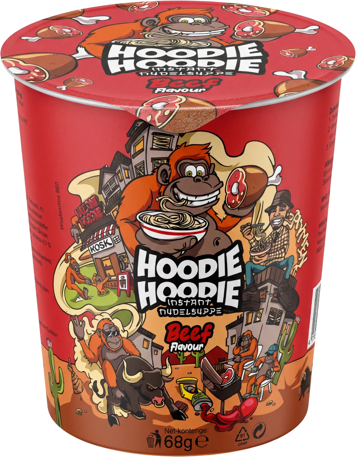 Instant Nudelsuppe Beef im Becher