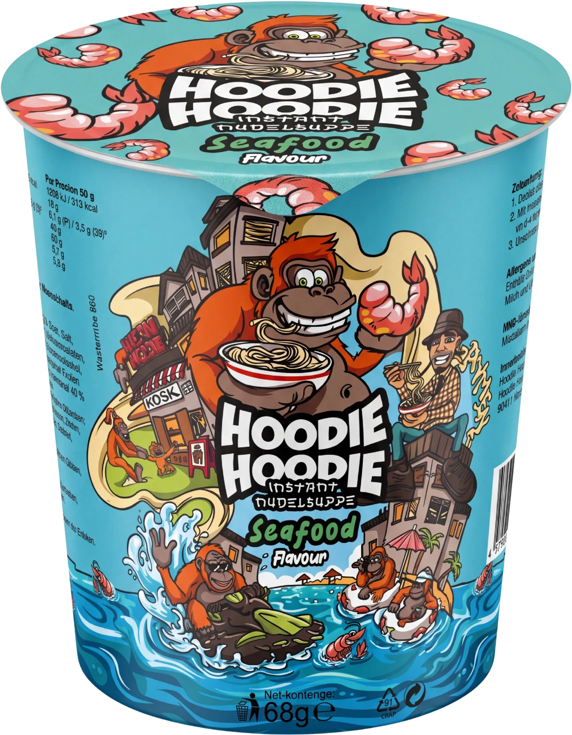 Instant Nudelsuppe Seafood im Becher